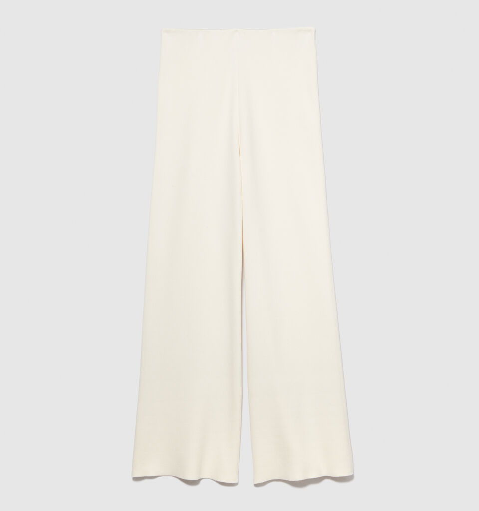 Knit trousers - women's palazzo trousers - Creamy White | Sisley image number 6